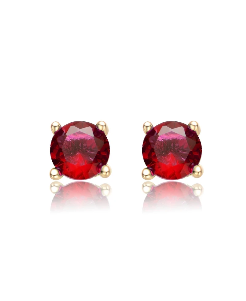 GiGiGirl Adorable 14K Gold Plated Red Cubic Zirconia Stud Earrings for Teens