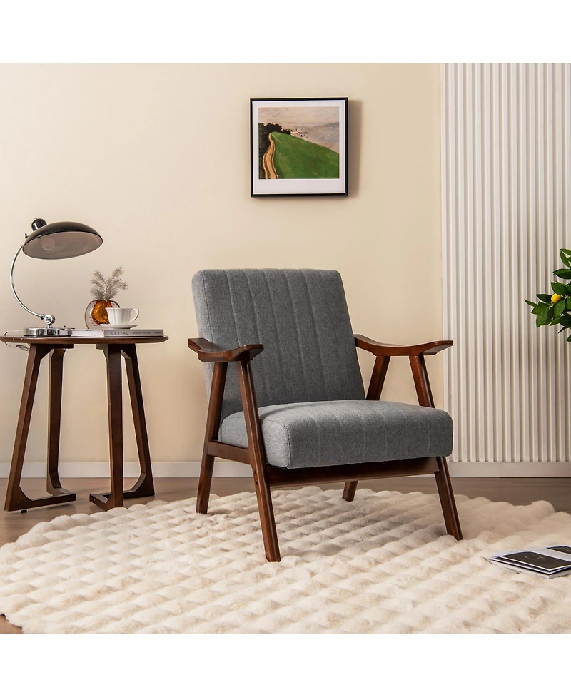 Modern Accent Chair Leisure Armchair with Felt Pads-Grey