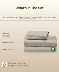 California Design Den Luxury Bed Sheets Set - 800 Thread Count 100% Cotton Sheets, Deep Pocket, Soft