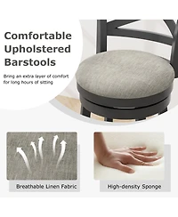 Set of 2 Swivel Bar Stools with Hollow Back and Padded Seat for Counter Height