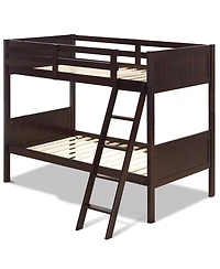 Sugift Wooden Twin Over Twin Bunk Bed Frames with Ladder and Safety Rail
