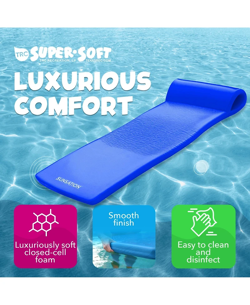 Trc Recreation Sunsation 1.75" Thick Foam Lounger Raft Pool Float, Indigo Blue