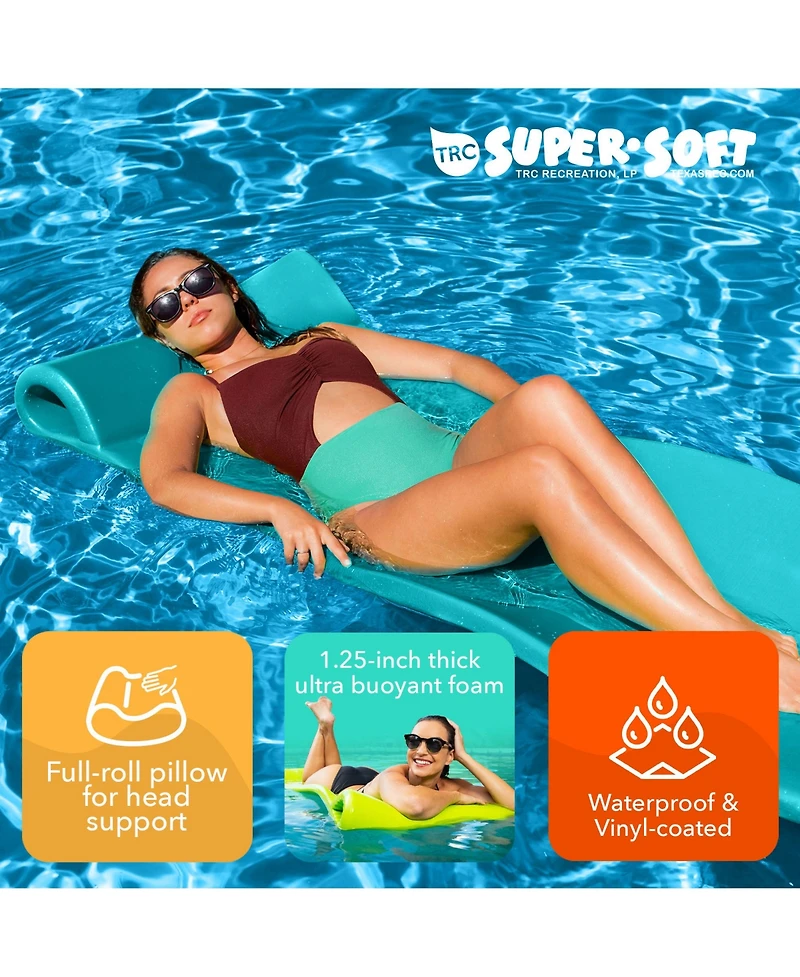 Trc Recreation Splash 1.25" Thick Foam Swimming Pool Float Mat, Tropical Teal
