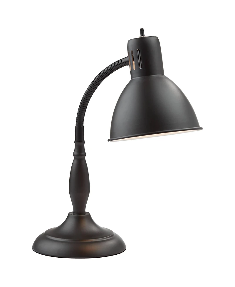 360 Lighting Breck Desk Table Lamp 17" High Dark Bronze Metal Adjustable Gooseneck Arm for Bedroom Bedside Nightstand Office Kids Family House Ho