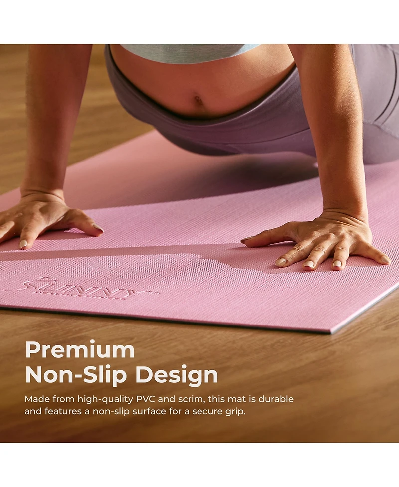Sunny Health & Fitness Anti-Slip Dual Color Exercise Yoga Mat, Pink
