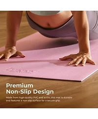 Sunny Health & Fitness Anti-Slip Dual Color Exercise Yoga Mat, Pink