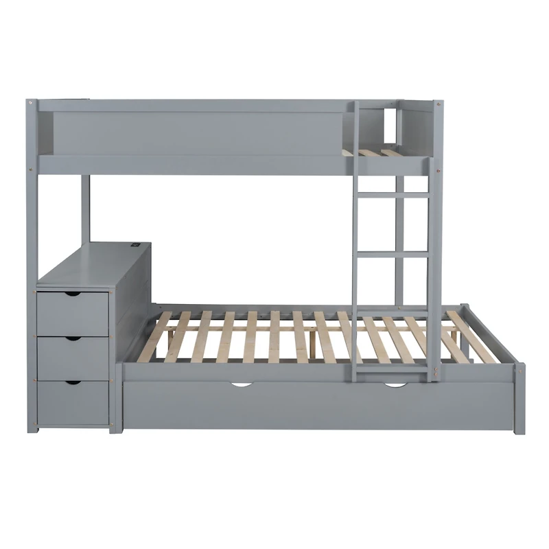Streamdale Full/Full Bunk Bed with Trundle, Desk, and Storage