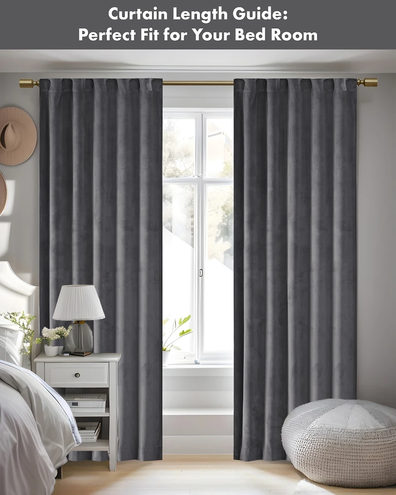 Colt Room Darkening Velvet Curtain Panel Pair, 37"W x 63"L