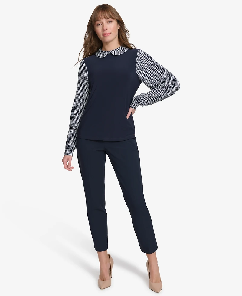 Tommy Hilfiger Women's Collared Pleated-Sleeve Top