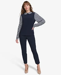 Tommy Hilfiger Women's Collared Pleated-Sleeve Top
