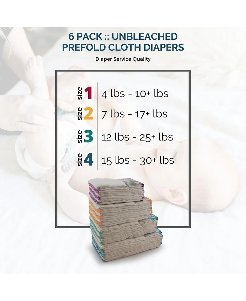 Kanga Care rayon from Bamboo Prefold Cloth Diapers (6pk) - Size 1 : Newborn Beige