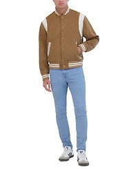 Hudson Men's Varsity Jacket with Faux Leather Trim