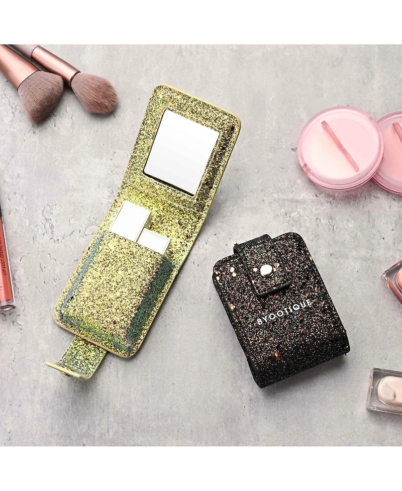 Byootique Portable Lipstick Case Gloss Lip Pouch with Mirror for Mini Bag Purse