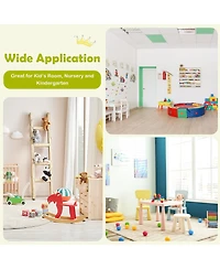 Slickblue Kids 5 Pieces Table and Chair Set Wooden Children Activity Playroom Furniture Gift