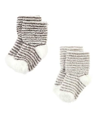 Hudson Baby Boys Cozy Chenille Newborn and Terry Socks, Gray Stripe 8 Pack, 12-24 Months