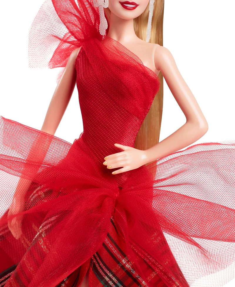 Barbie Signature 2024 Holiday Barbie Fashion Doll, Seasonal Collector Gift, Blonde with Plaid Gown