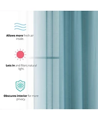 Hlc.me 2 Piece Semi Sheer Voile Window Curtain Drapes Grommet Panels for Bedroom