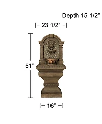 Royal Lions Head 51" High Large Italian Outdoor Decor Faux Stone Floor Fountain with Light Outside Garden Patio
