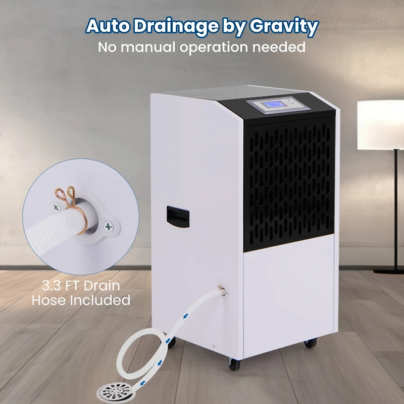 Slickblue 250 Pints Commercial Dehumidifier with Drain Hose Large Spaces up to 8500 Sq.Ft-White