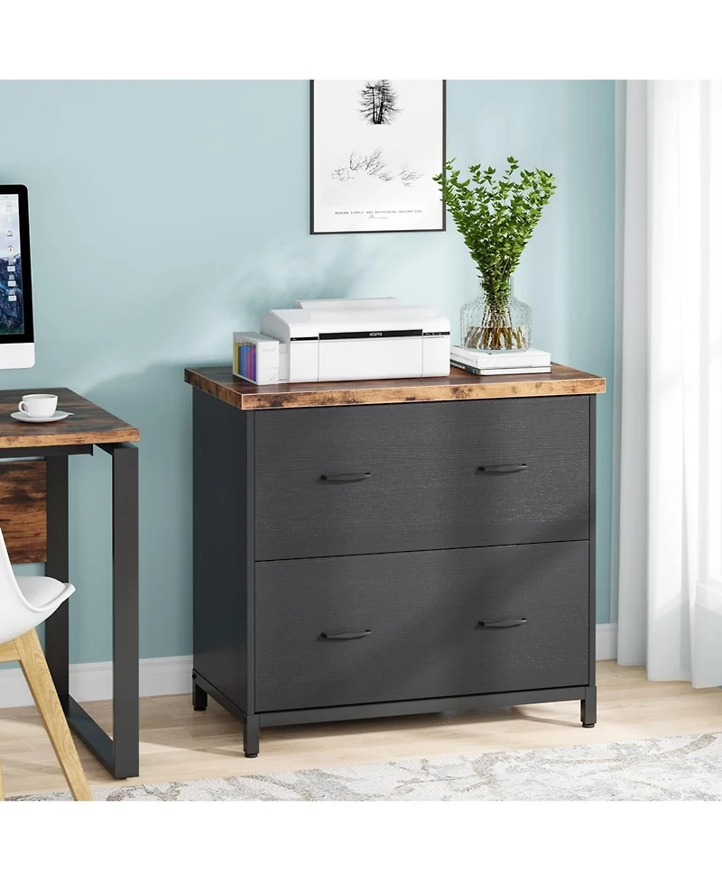 Tribesigns 2-Drawer File Cabinet, Wood Lateral Filing Cabinet, Home Office File Cabinet for A4, Letter Size