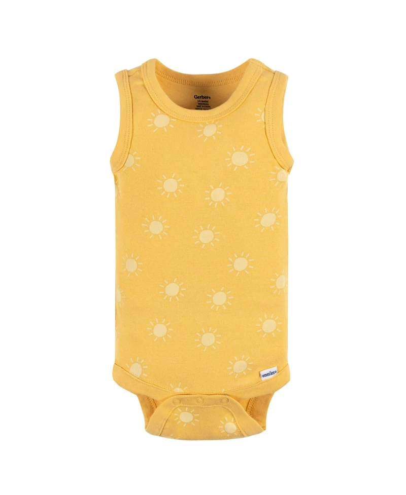 Gerber Baby Girls Sleeveless Onesies Bodysuits, 4 Pack