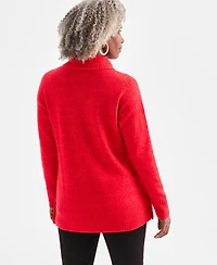 Style & Co Petite Shawl-Collar Button-Trim Tunic Sweater, Created for Macy's