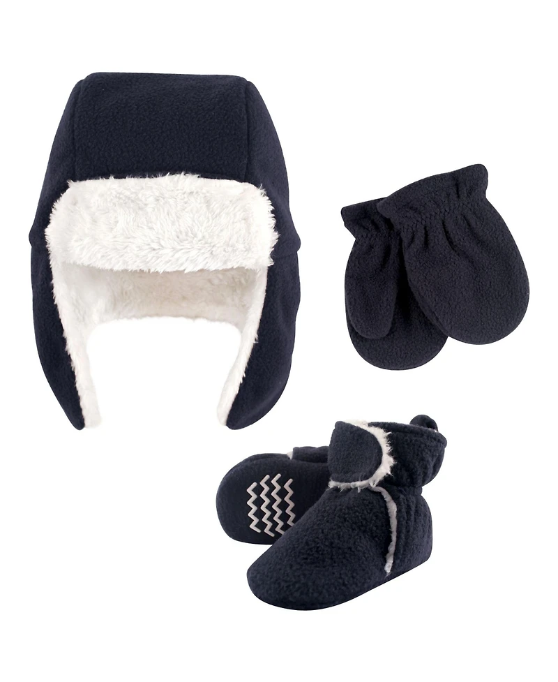 Hudson Baby Baby Boys Hudson Winter Warmth 3Pk Trapper Hat, Mittens, and Cozy Booties