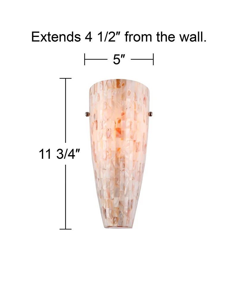 Possini Euro Design Isola Modern Wall Light Sconce Mosaic Mother of Pearl Glass Hardwire 5" Fixture for Bedroom Bathroom Vanity Reading Living Ro