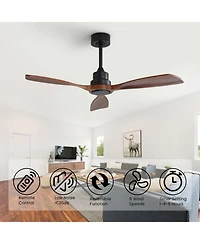 Sofucor 48 Solid Wood Blades Ceiling Fan Without Light
