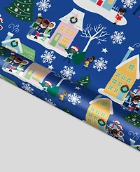 Black Paper Party Blue Carolers Foil Gift Wrap