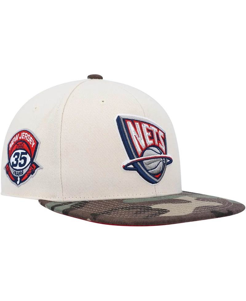 Mitchell & Ness Men's Cream/Camo New Jersey Nets Hardwood Classics 35th Anniversary Off White Camo Fitted Hat