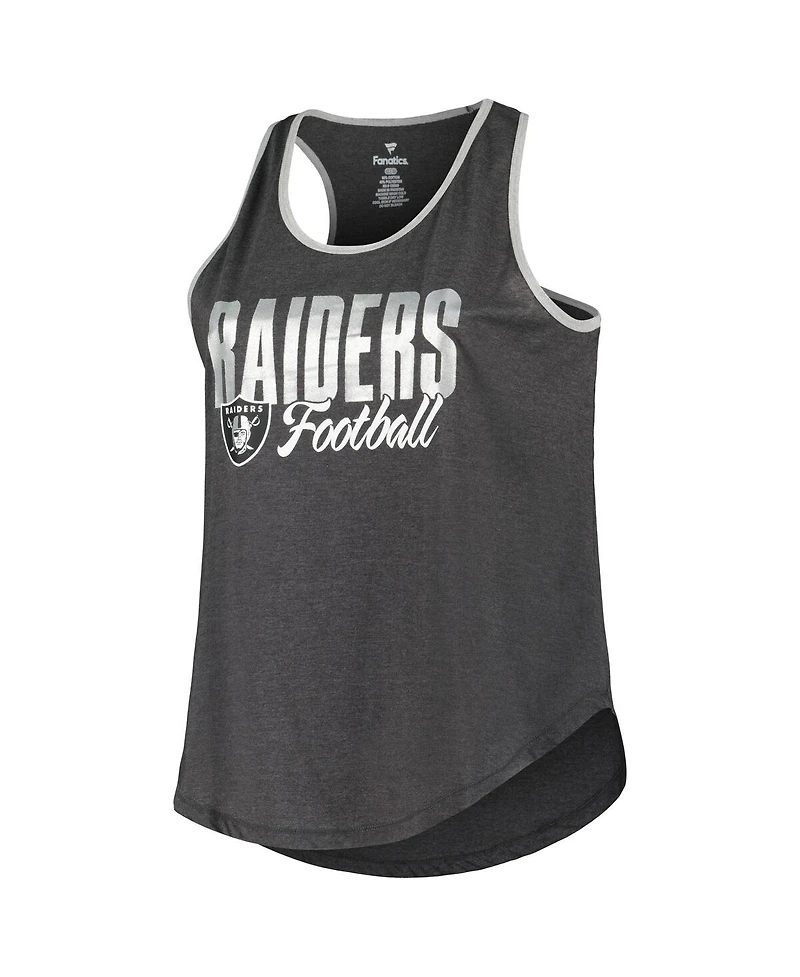 Fanatics Women's Heather Black Las Vegas Raiders Plus Size Fuel Tank Top