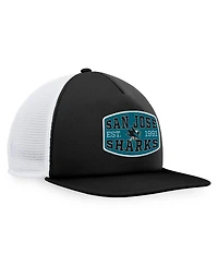 Fanatics Men's Black/White San Jose Sharks Foam Front Patch Trucker Snapback Hat
