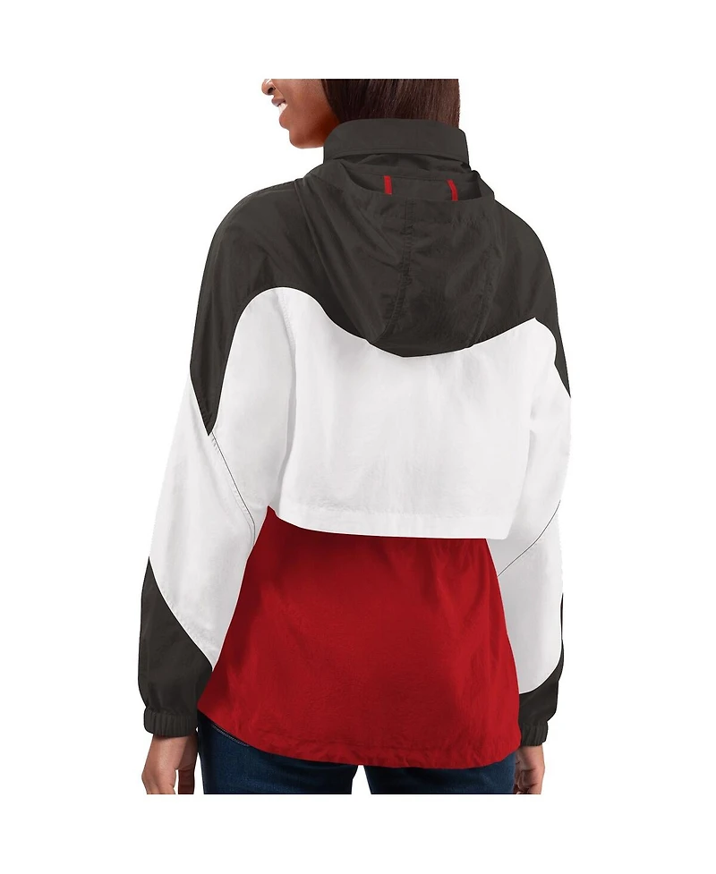 G-iii 4Her by Carl Banks Women's Red/Pewter Tampa Bay Buccaneers Tie Breaker Lightweight Quarter-Zip Jacket
