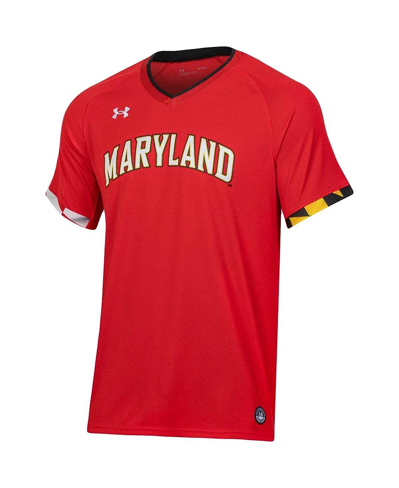 Under Armour Men's Red Maryland Terrapins Softball V-Neck Jersey