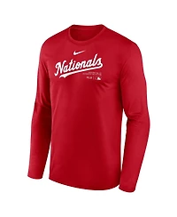 Nike Men's Red Washington Nationals Authentic Collection Practice Performance Long Sleeve T-Shirt