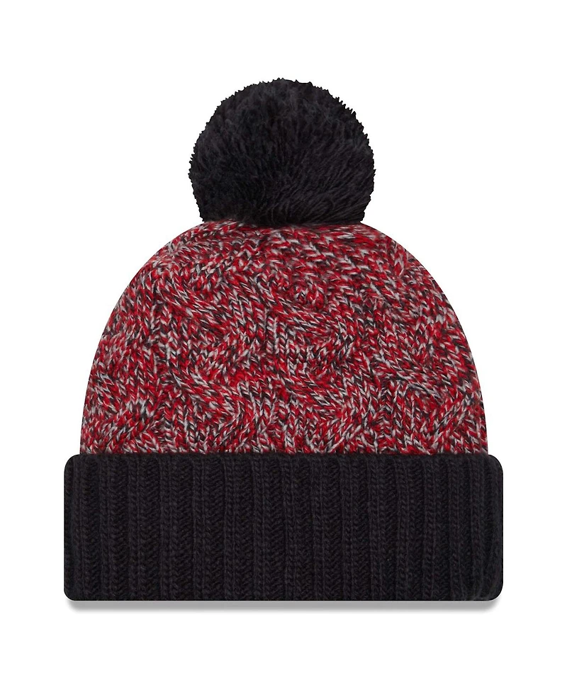 New Era Big Boys and Girls Navy/Red Usmnt Marled Cuffed Knit Hat with Pom