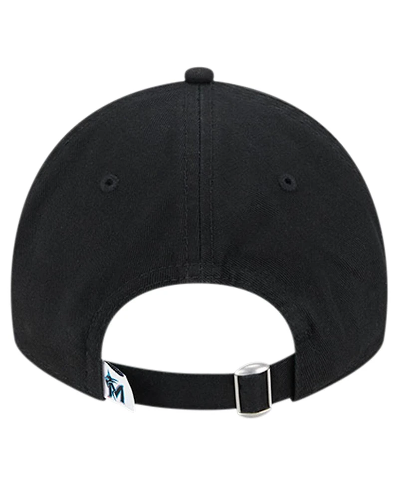 New Era Big Boys and Girls Black Miami Marlins Team Color 9TWENTY Adjustable Hat