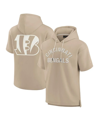 Fanatics Men's and Women's Khaki Cincinnati Bengals Elements Super Soft Fleece Short Sleeve Pullover Hoodie