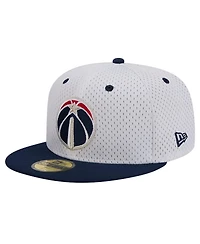 New Era Men's White/Navy Washington Wizards Throwback 2Tone 59FIFTY Fitted Hat