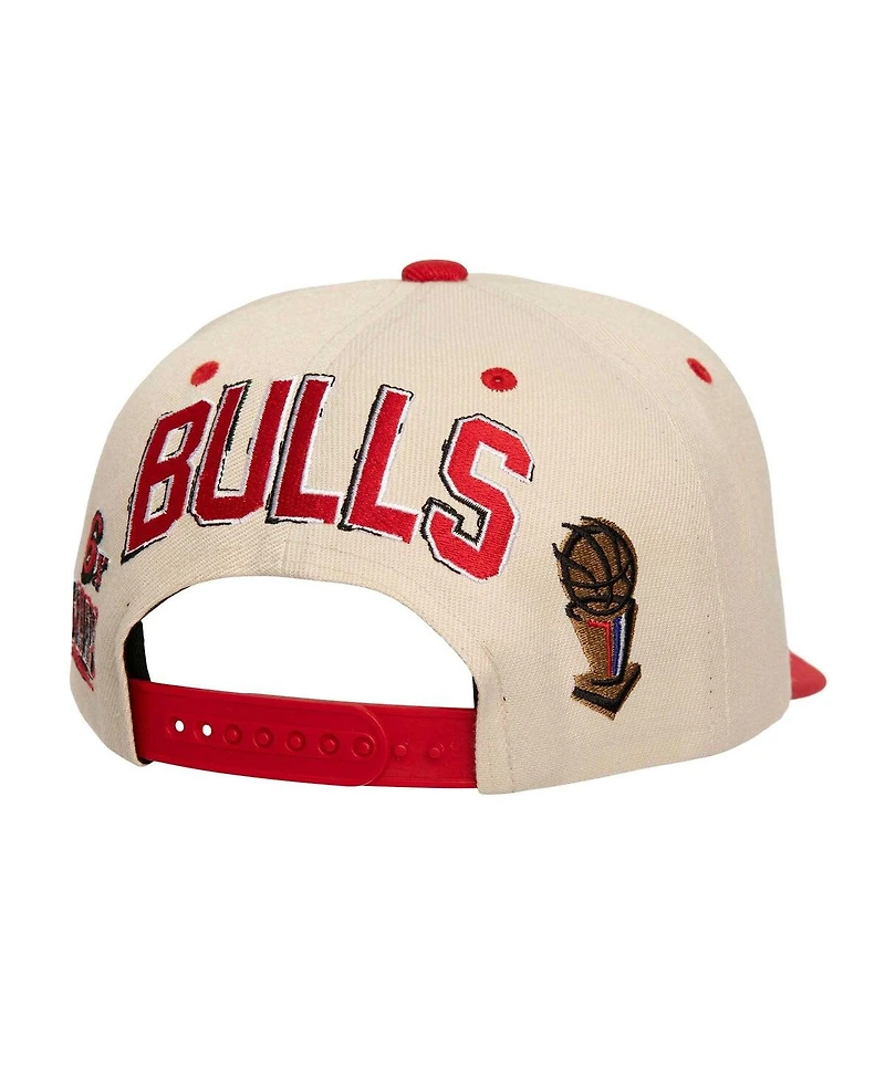 Mitchell & Ness Men's Cream/Red Chicago Bulls 6x Nba Champions Soul Legacy Defined Snapback Hat