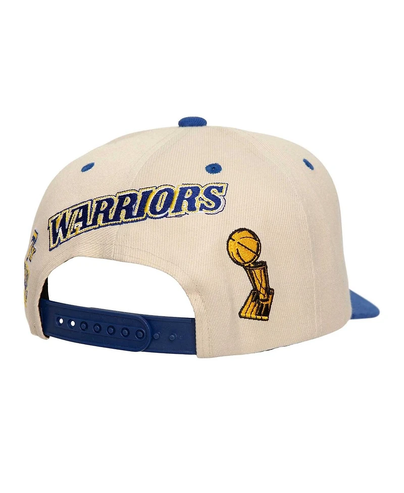 Mitchell & Ness Men's Cream/Royal Golden State Warriors 7x Nba Champions Soul Legacy Defined Snapback Hat