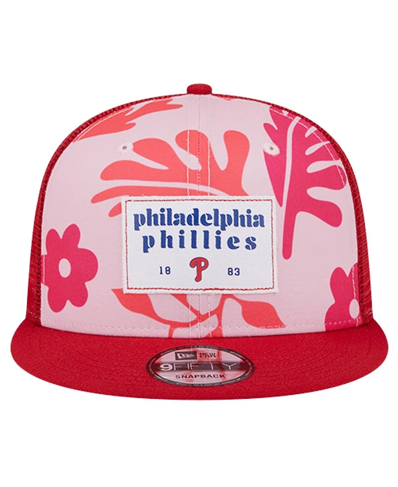 New Era Men's Red Philadelphia Phillies Bikini Bottom Trucker 9FIFTY Snapback Hat