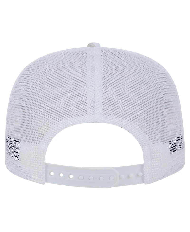 New Era Men's White New York Mets Logo Dunes A-Frame Trucker 9FIFTY Snapback Hat