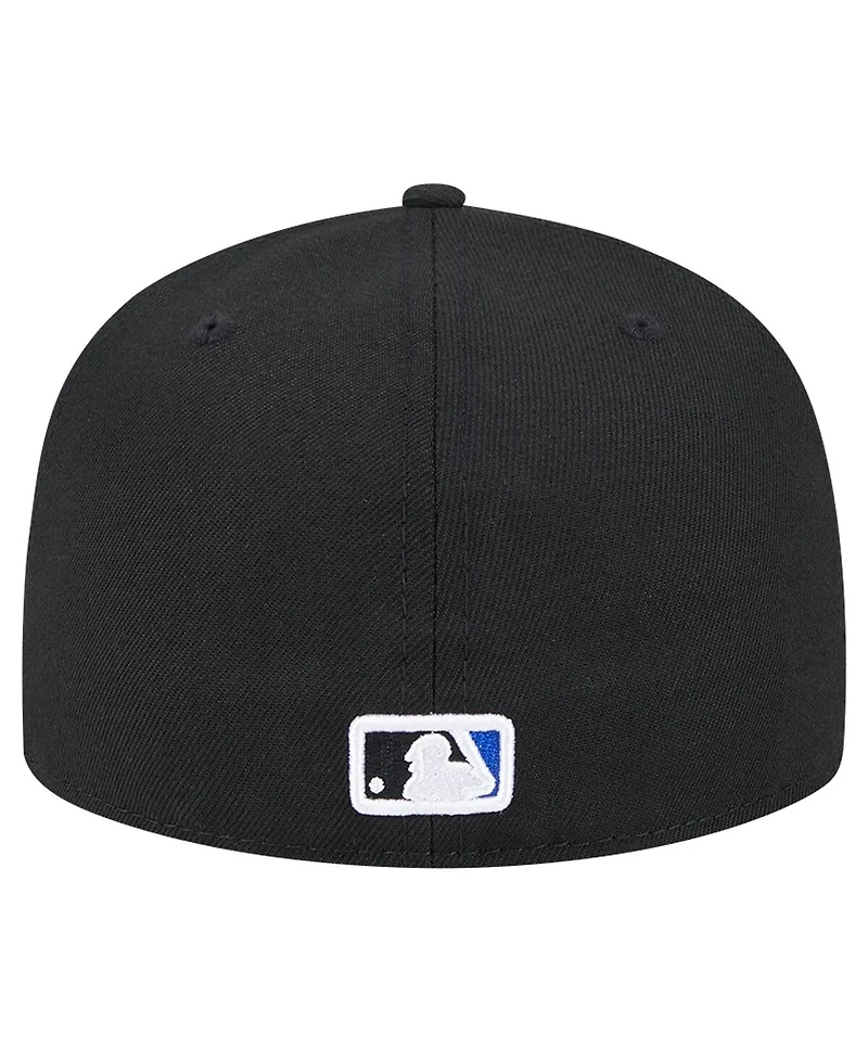 New Era Men's Black Chicago Cubs Checkered Undervisor 59FIFTY Fitted Hat