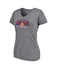 Fanatics Women's Heather Gray UConn Huskies 2024 Ncaa Men's Basketball National Champions Specific V-Neck T-Shirt