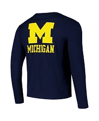 Colosseum Men's Navy Michigan Wolverines Logo Lockup 3-Hit Active Blend Long Sleeve T-Shirt