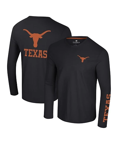 Colosseum Men's Black Texas Longhorns Logo Lockup 3-Hit Active Blend Long Sleeve T-Shirt