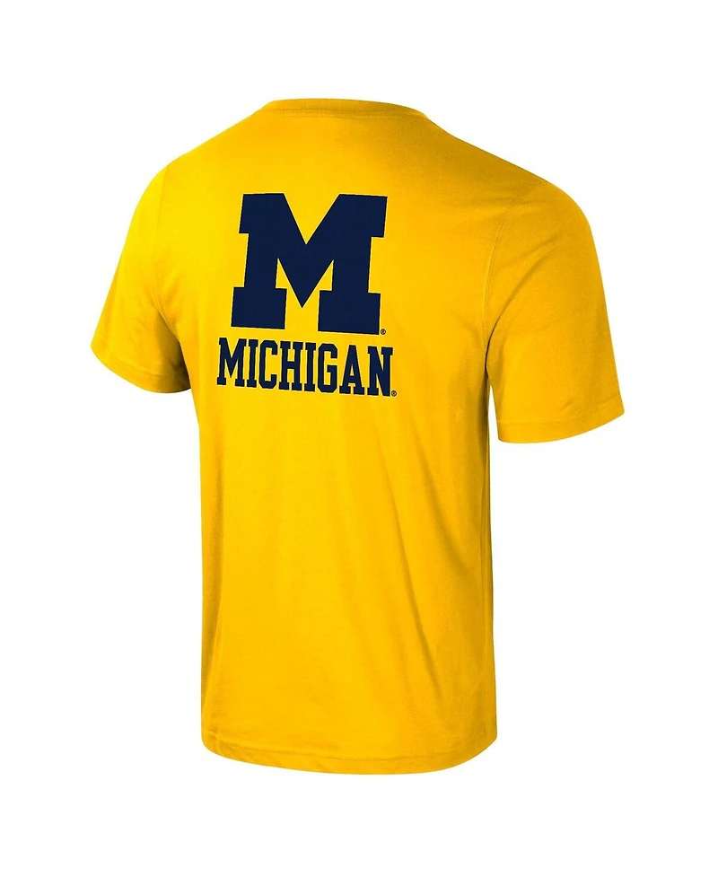 Colosseum Men's Maize Michigan Wolverines Logo Lockup 2-Hit Active Blend T-Shirt