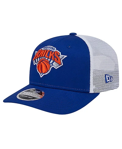 New Era Men's Blue/White New York Knicks Trucker 9SEVENTY Coolera Stretch-Snap Hat